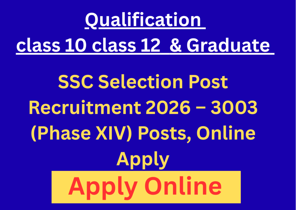 SSC Selection Post Recruitment 2026: Apply Online for 3003 Phase XIV Vacancies
